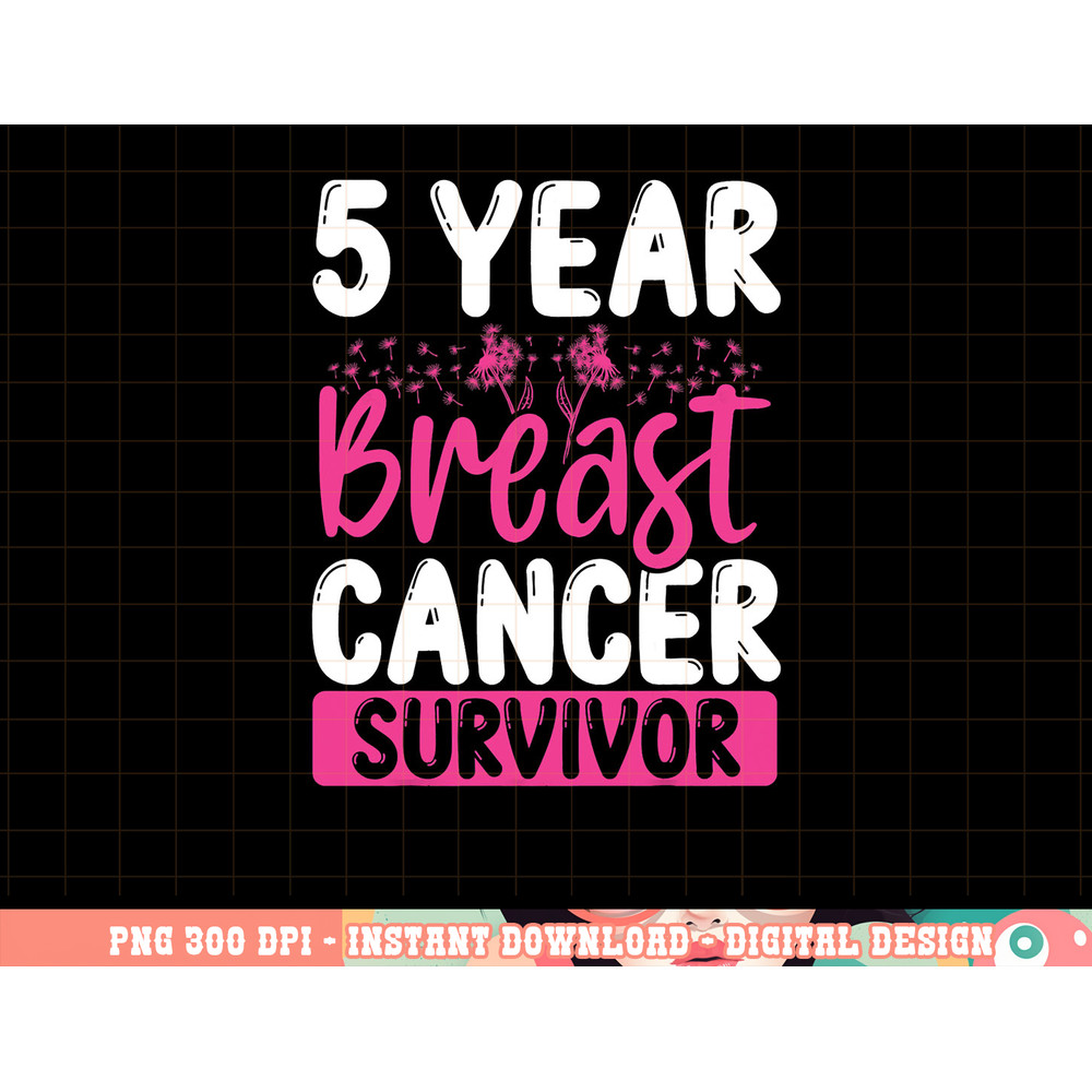 5 Years Cancer Survivor Breast Cancer Awareness Awesome Tee T-Shirt copy.jpg