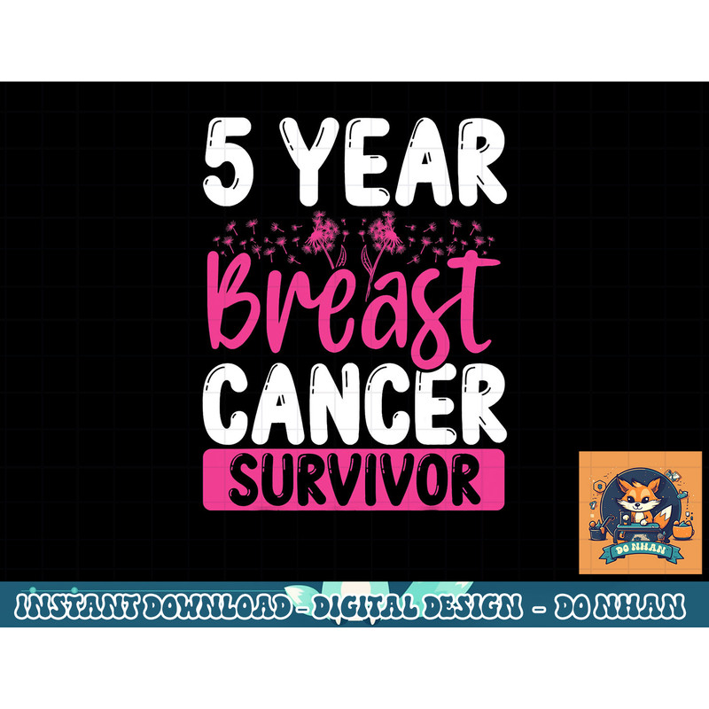 5 Years Cancer Survivor Breast Cancer Awareness Awesome Tee T-Shirt copy.jpg