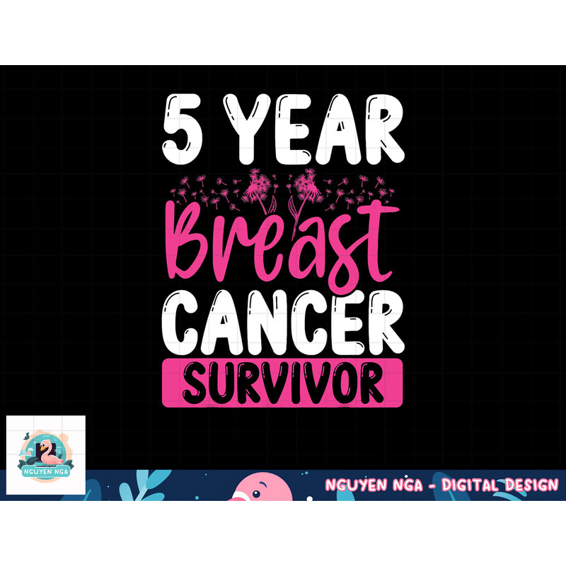 5 Years Cancer Survivor Breast Cancer Awareness Awesome Tee T-Shirt copy.jpg