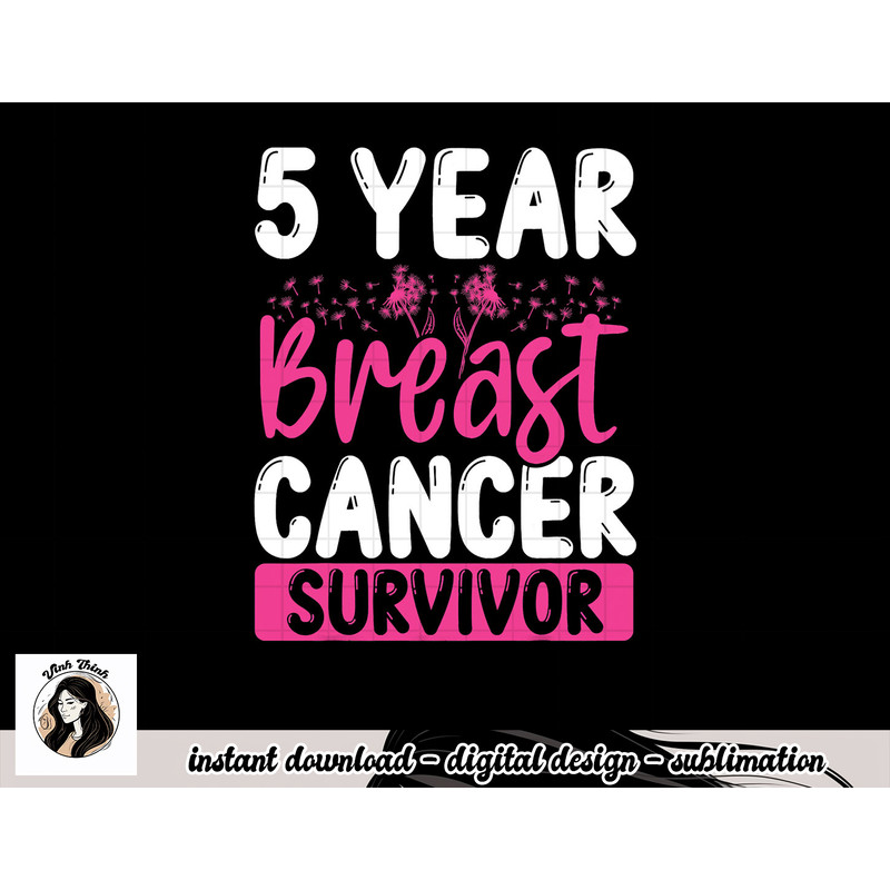 5 Years Cancer Survivor Breast Cancer Awareness Awesome Tee T-Shirt copy.jpg