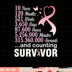 10 years 120 months & counting survivor fight breast cancer t-shirt copy