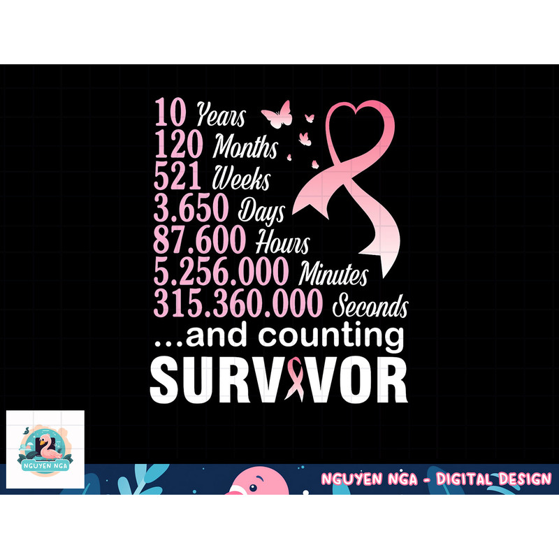 10 Years 120 Months & Counting Survivor Fight Breast Cancer T-Shirt copy.jpg
