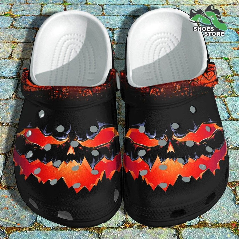 Evil Pumpkin Smile Crocs Shoes, Devil Laugh Crocs Shoes Gifts Son Birthday.jpg