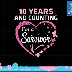 10 years and counting i'm a breast cancer survivor fight win t-shirt copy