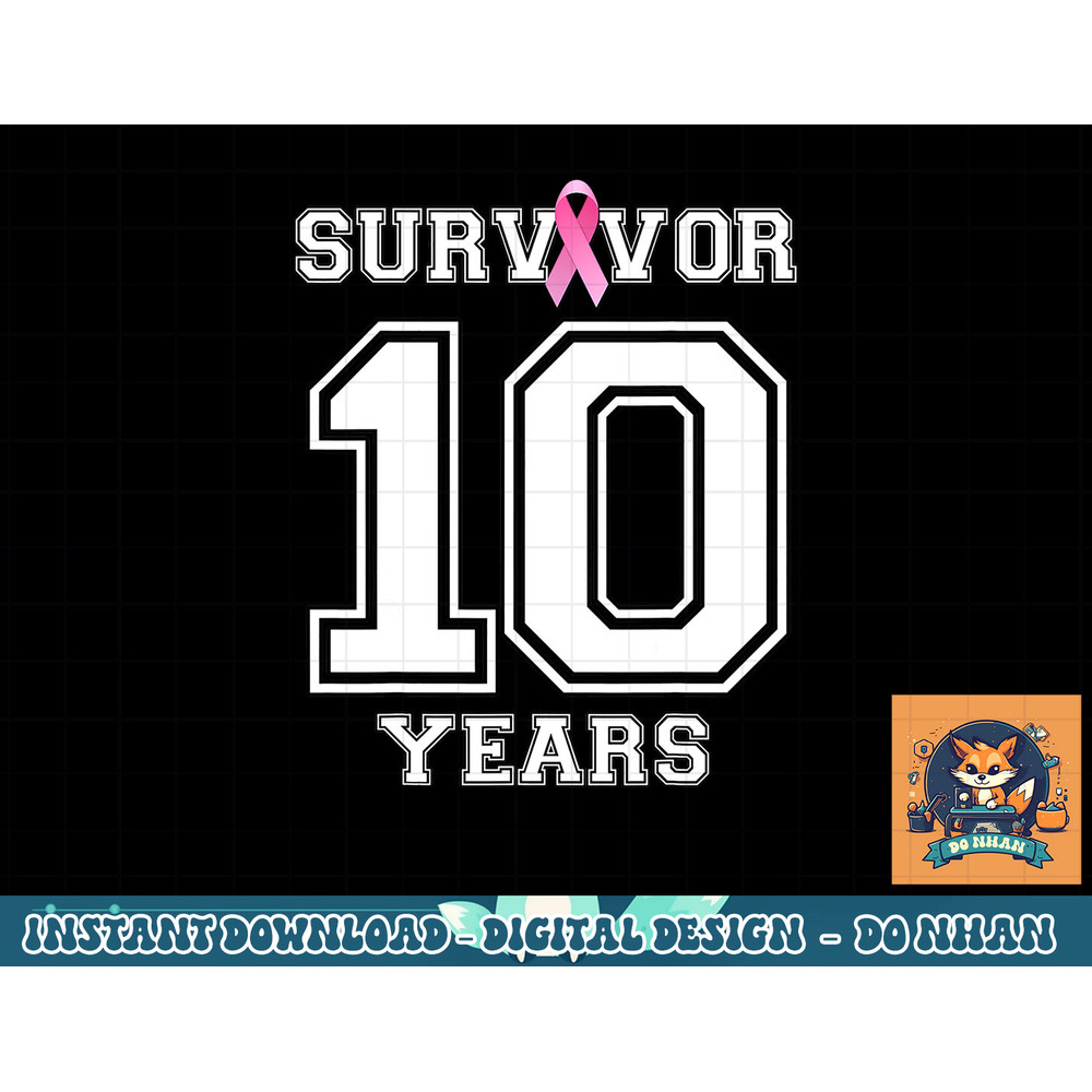 10 Years Breast Cancer Survivor Gifts For Women Pink Ribbon T-Shirt copy.jpg