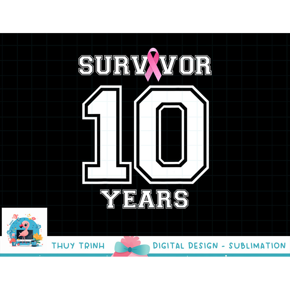 10 Years Breast Cancer Survivor Gifts For Women Pink Ribbon T-Shirt copy.jpg