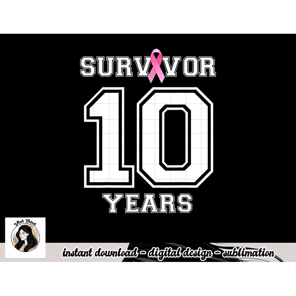 10 Years Breast Cancer Survivor Gifts For Women Pink Ribbon T-Shirt copy.jpg