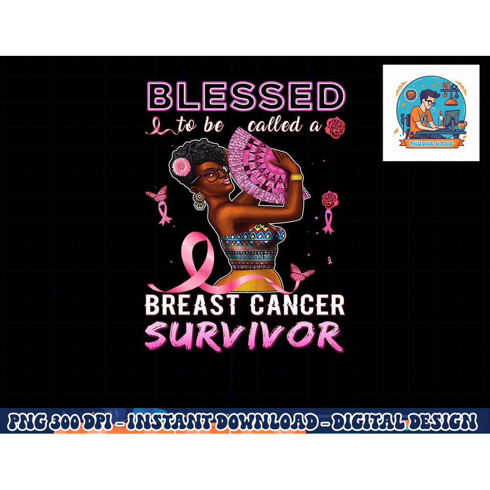 African American Breast Cancer Shirts Women Blessed Survivor T-Shirt copy.jpg