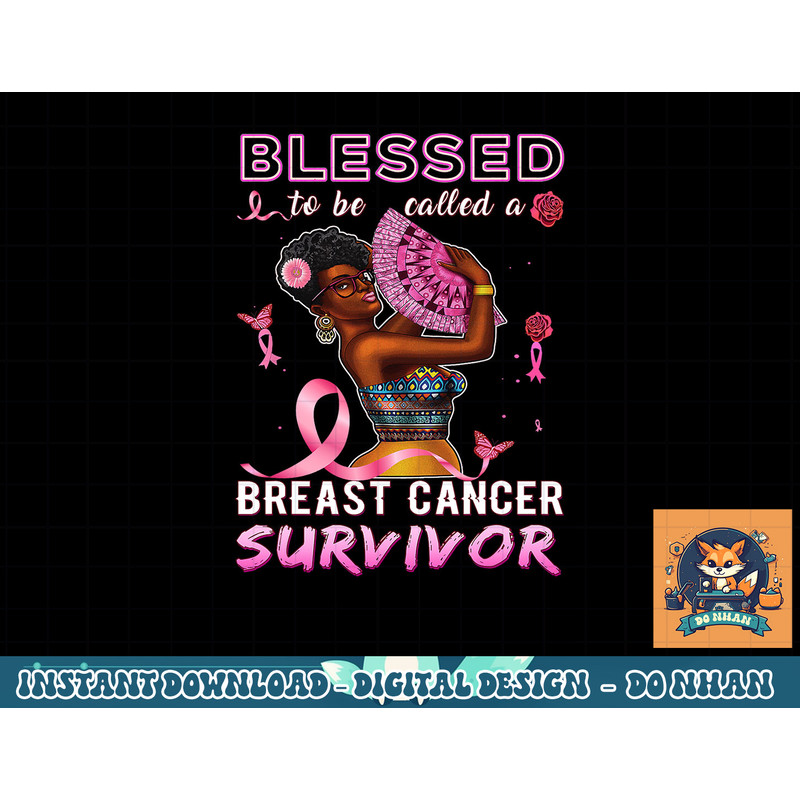 African American Breast Cancer Shirts Women Blessed Survivor T-Shirt copy.jpg