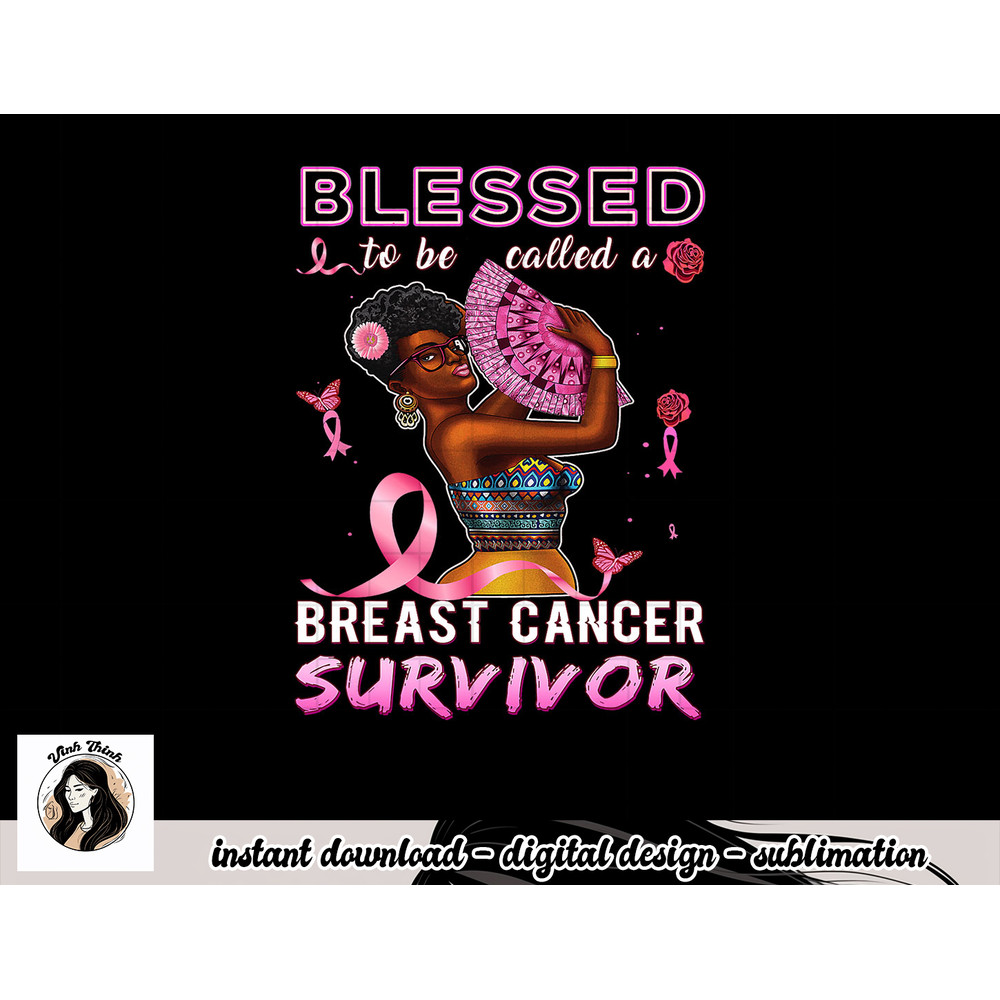 African American Breast Cancer Shirts Women Blessed Survivor T-Shirt copy.jpg