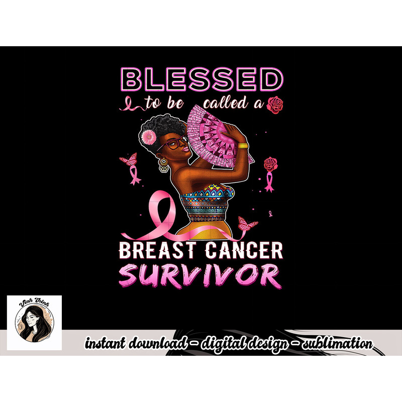 African American Breast Cancer Shirts Women Blessed Survivor T-Shirt copy.jpg