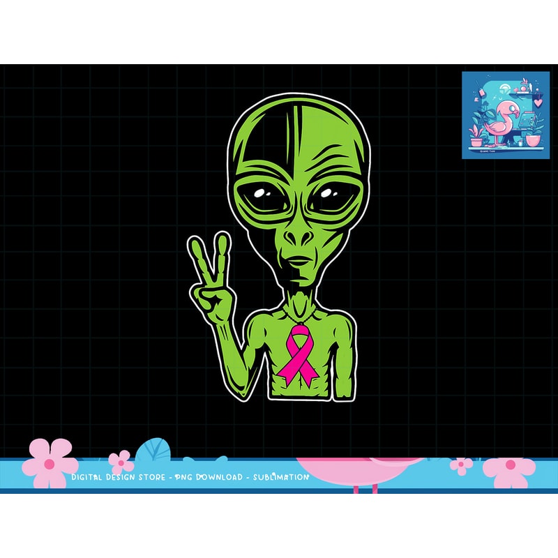 Alien Peace Breast Cancer Ribbon Costume Cool Halloween Gift T-Shirt copy.jpg