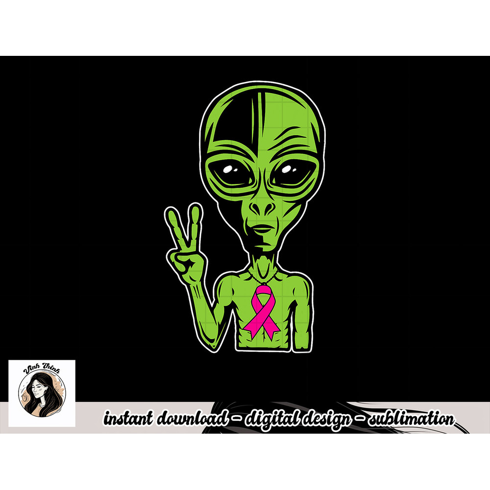 Alien Peace Breast Cancer Ribbon Costume Cool Halloween Gift T-Shirt copy.jpg