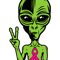 Alien Peace Breast Cancer Ribbon Costume Cool Halloween Gift png,sublimation.png