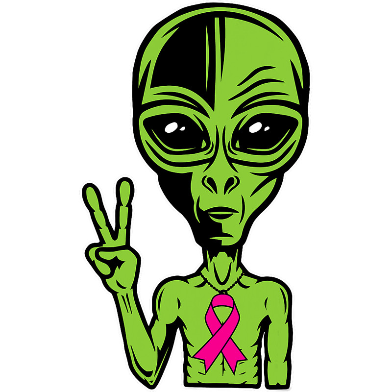 Alien Peace Breast Cancer Ribbon Costume Cool Halloween Gift png,sublimation.png