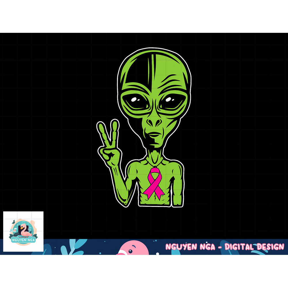 Alien Peace Breast Cancer Ribbon Costume Cool Halloween Gift T-Shirt copy.jpg