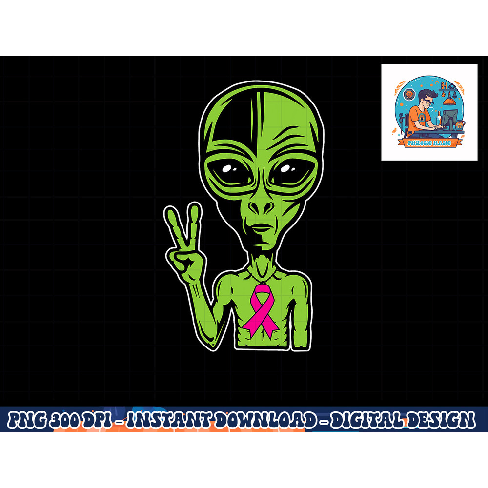 Alien Peace Breast Cancer Ribbon Costume Cool Halloween Gift T-Shirt copy.jpg