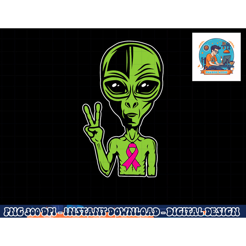 Alien Peace Breast Cancer Ribbon Costume Cool Halloween Gift T-Shirt copy.jpg