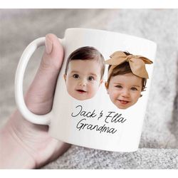 two baby face mug, personalized photo gift, custom grandchild mug, mother's day custom mug, photo mug, custom baby mug,