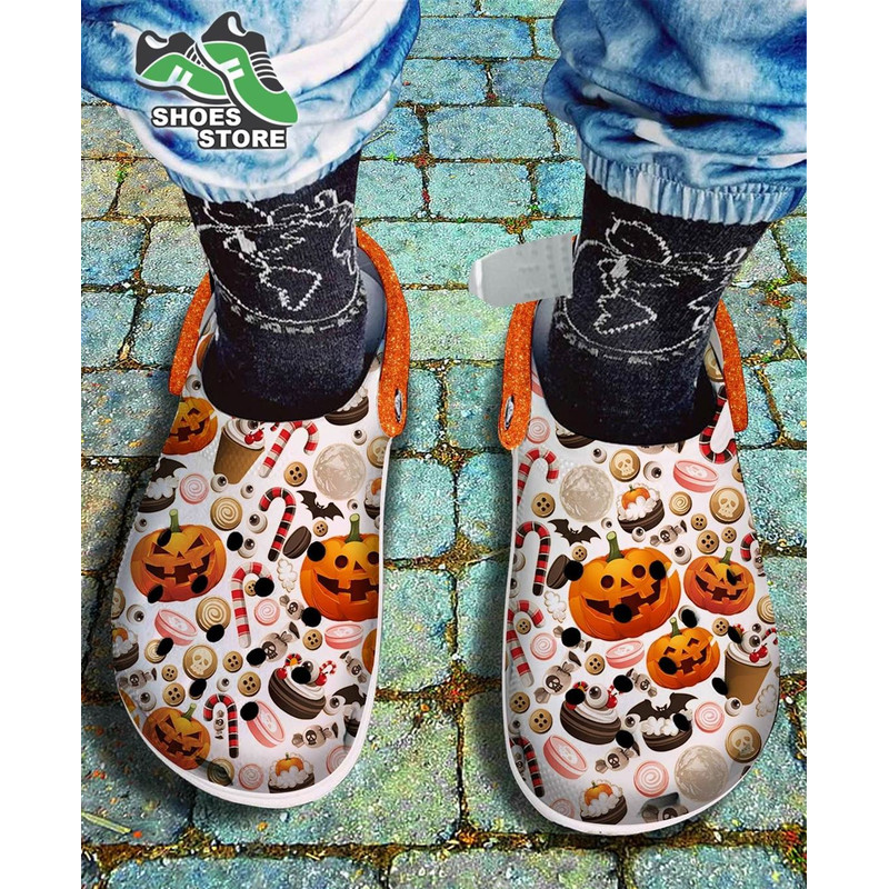 Funny 3D Pumpkin Halloween Sticker Crocs Shoes, Fall Party Costume Crocs Shoes Thanksgiving.jpg