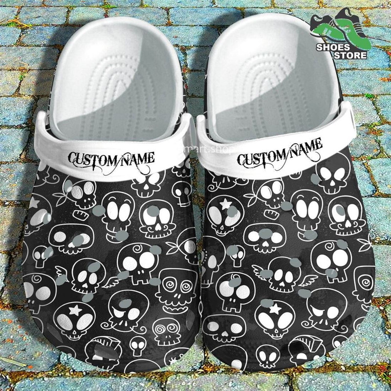 Funny Skeleton Skull Face Crocs Shoes, Night Costume Crocs Shoes Brother.jpg