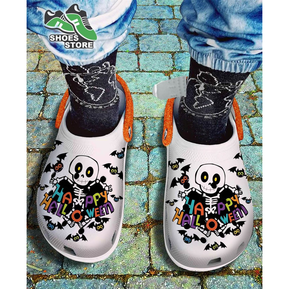 Funny Skellington Happy Halloween Crocs Shoes, Skeleton Bat Costume Crocs Shoes Gifts Brother.jpg
