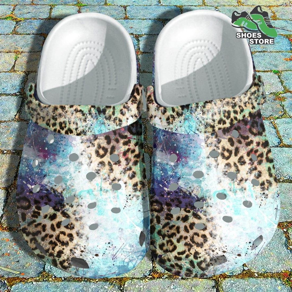 Galaxy Winter Leopard Thanksgiving Crocs Shoes, Glitter Vintage Snow Crocs Shoes Grandpa.jpg