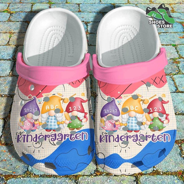 Gnome ABC Kindergarten Crocs Shoes, Rainbow Garden Back To S