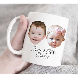 Two baby face mug, Personalized photo gift, Custom Baby face mug, photo mug, custom baby mug, Custom Children Mug, fathe