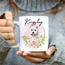 white terrier dog mug, pet photo mug, dog name coffee mug , personalized gift, dog owners gifts, dog mom mug gift, dog d