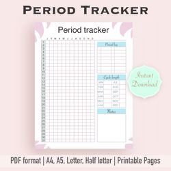 Period tracker, Period tracker printable, Period tracker template, Period tracker template printable, Period tracker not