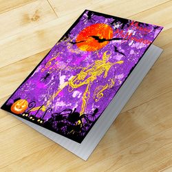 halloween greeting cards, black cat halloween card set gift for friend, spooky pumpkin halloween decor, stationary, spoo