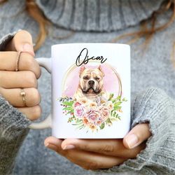 american bully dog mug, dog owner gift, cute dog mug, custom pet mug, pet memorial, pet portrait mug, personalized gift