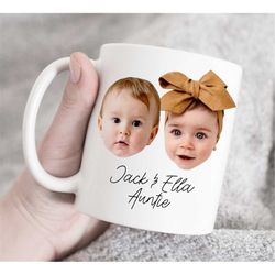 two baby face mug, custom baby face mug, personalized gift, custom mug, gift for auntie, custom gift, cute custom mug, p