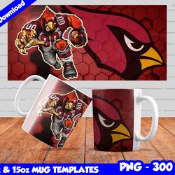 Cardinals Mug Design Png, Sublimate Mug Template, Cardinals Mug Wrap, Sublimate Football Design PNG, Instant Download