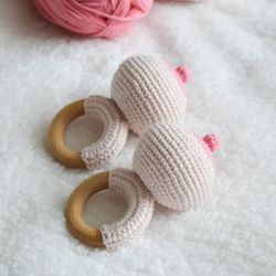 Crochet boobie baby rattle gender party or baby shower gift