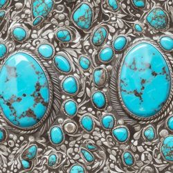 silver mounted turquoise stones 44 seamless tileable repeating pattern