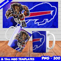 Bills Mug Design Png, Sublimate Mug Template, Bills Mug Wrap, Sublimate Football Design PNG, Instant Download