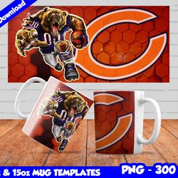 Bears Mug Design Png, Sublimate Mug Template, Bears Mug Wrap, Sublimate Football Design PNG, Instant Download