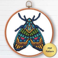 Mandala Moth Cross Stitch Pattern. Modern Gothic Cross Stitch. Mystical Magic Witch Theme Cottagecore Decor