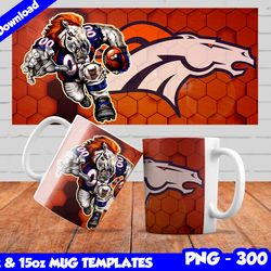 Broncos Mug Design Png, Sublimate Mug Template, Broncos Mug Wrap, Sublimate Football Design PNG, Instant Download