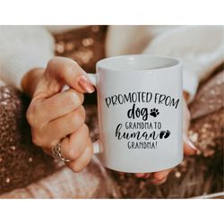 promoted from dog grandpa to human grandpa mug, funny mug, pregnancy announcement gift for grandpa, grandpa coffee mug,