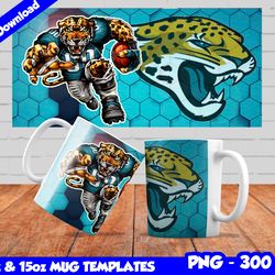 Jaguars Mug Design Png, Sublimate Mug Templates, Jaguars Mug Wrap, Sublimate Football Design PNG, Instant Download