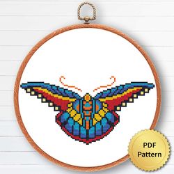 Mandala Butterfly Moth Cross Stitch Pattern