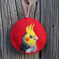 Cockatiel felt Christmas ornament