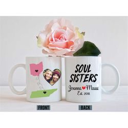 soul sisters mug, custom coffee mug with photo and text, best friend mug, gift for sister, sister mug, personalized gift