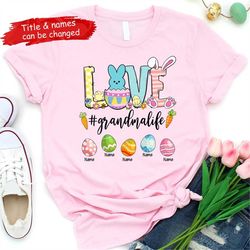 personalized love grandma life easter shirt, personalized mother's day tee, custom kids names shirt, easter's day shirt,