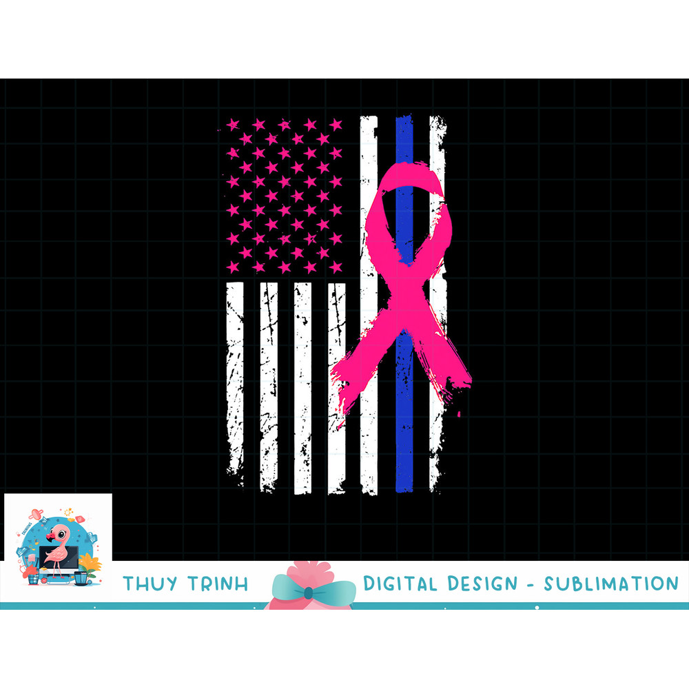 American Police Flag Cool Breast Cancer Awareness Gifts T-Shirt copy.jpg