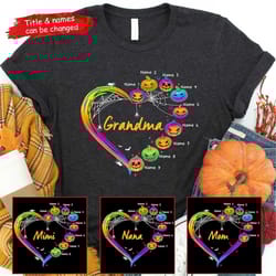 personalized grandma halloween shirt, custom nana mimi shirt for fall, mimi halloween shirt with kidnames, pumpkin hallo