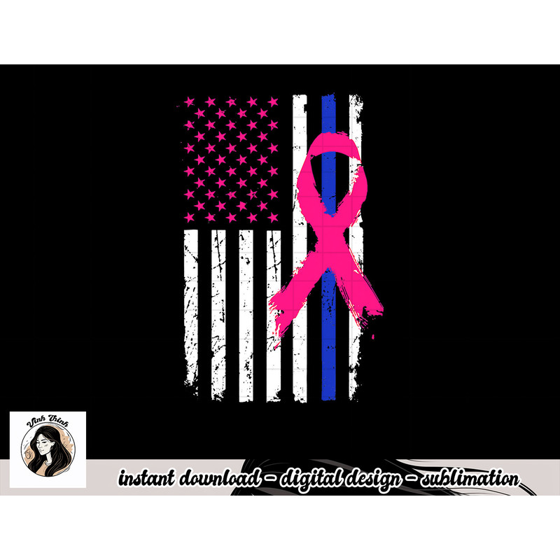 American Police Flag Cool Breast Cancer Awareness Gifts T-Shirt copy.jpg